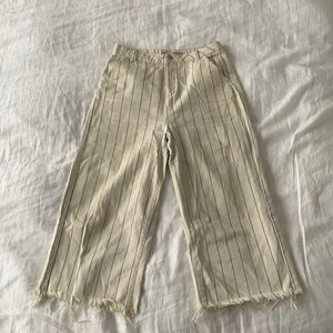 High waisted Topshop striped white jeans